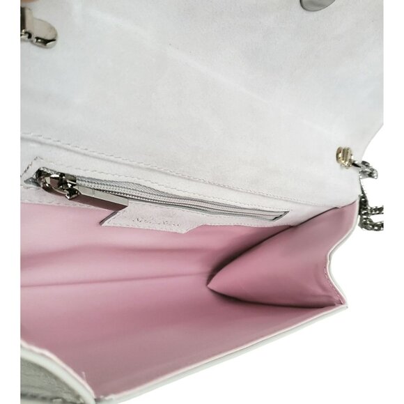 Sole Bliss Envelope Clutch Crossbody Purse Bag Jenna Gray Leather Chain Strap - Picture 14 of 16